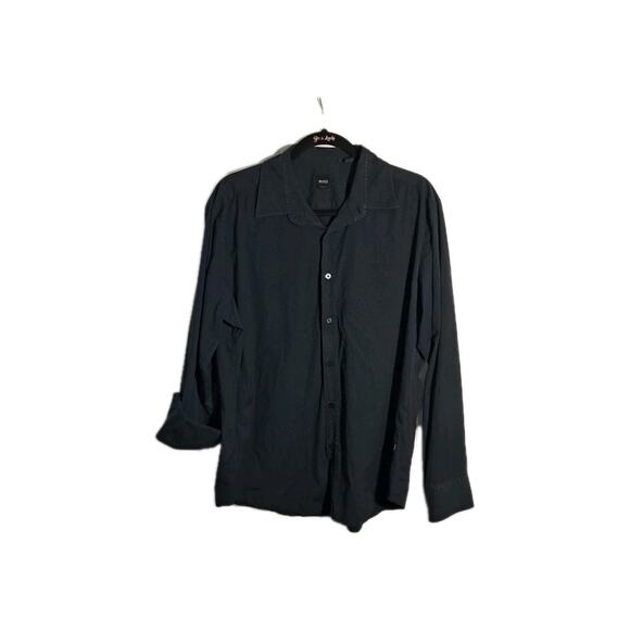 BOSS Hugo Boss Dress Shirt Mens Size XL Charcoal Long Sleeve Button Up Stretch - Picture 1 of 5